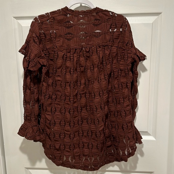 Free People Candy Shop Tunic Brown Lace Blouse Small - Picture 8 of 15